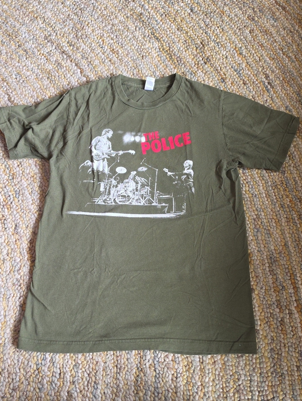 Vintage Police Olive Green Graphic Concert Tee
